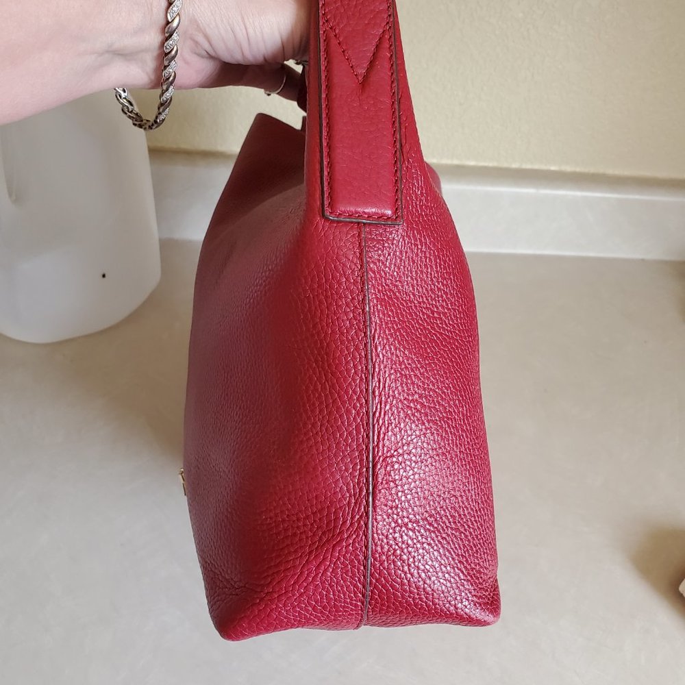 Euc Michael Kors Junie Crimson Leather Shoulder Bag c - Picture 4 of 13